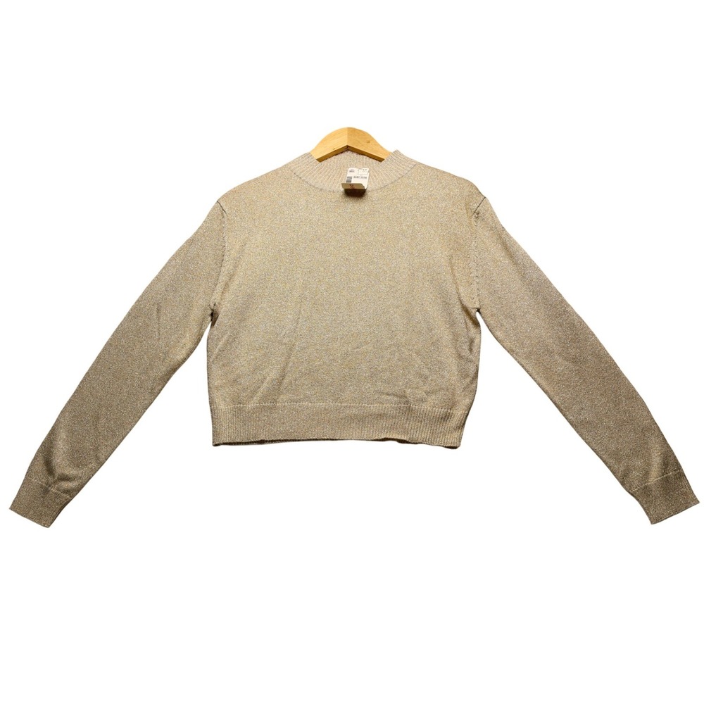 VTG BALLINGER GOLD Glitter Knit Sweater NWT 90's Old Money Mock Neck L Glam